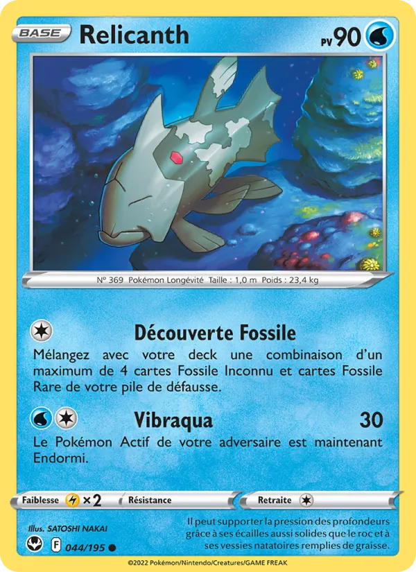 Carte Pokémon Relicanth 044/195 de l'extension Tempête Argentée