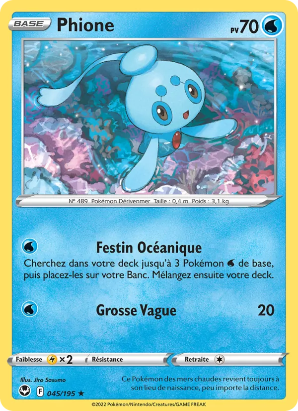 Carte Pokémon Phione 045/195 de l'extension Tempête Argentée
