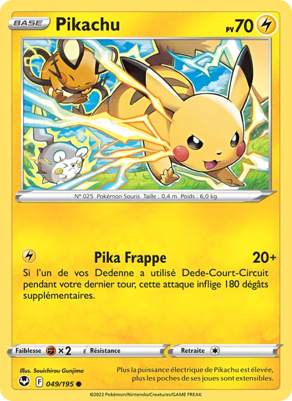 Carte Pokémon Pikachu 049/195 de l'extension Tempête Argentée