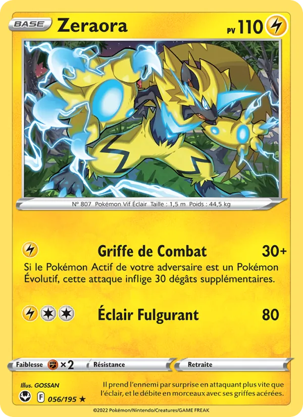 Carte Pokémon Zeraora 056/195 de l'extension Tempête Argentée