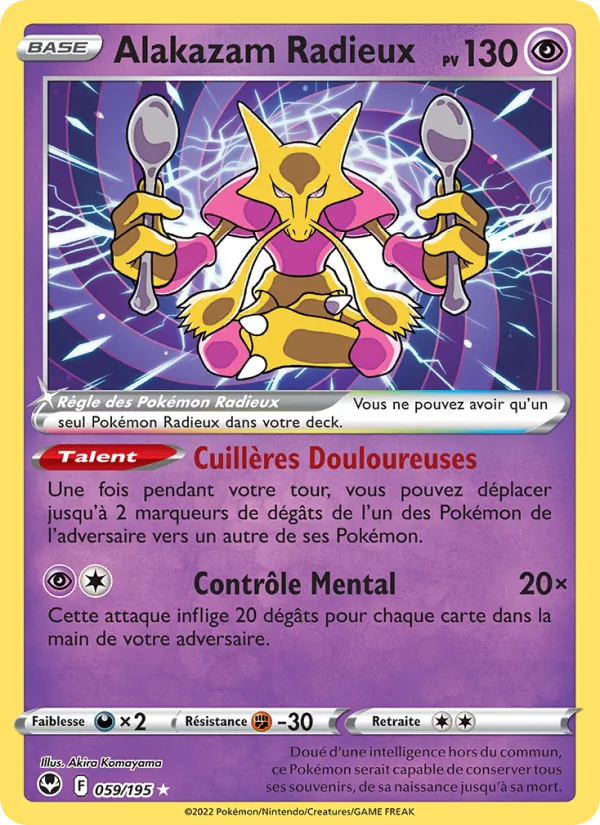 Carte Pokémon Alakazam Radieux 059/195 de l'extension Tempête Argentée