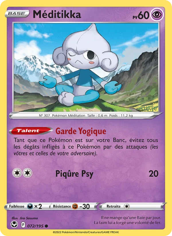 Carte Pokémon Méditikka 072/195 de l'extension Tempête Argentée