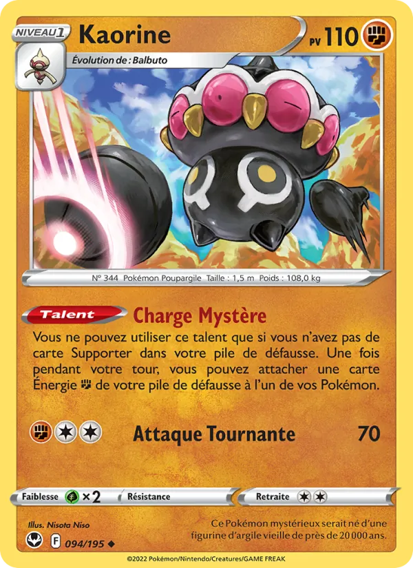 Carte Pokémon Kaorine 094/195 de l'extension Tempête Argentée