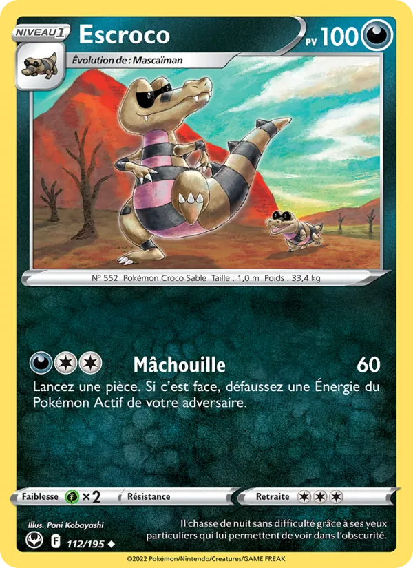 Carte Pokémon Escroco 112/195 de l'extension Tempête Argentée