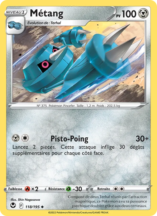Carte Pokémon Métang 118/195 de l'extension Tempête Argentée