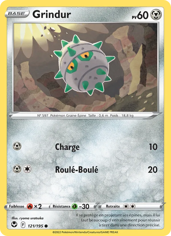 Carte Pokémon Grindur 121/195 de l'extension Tempête Argentée