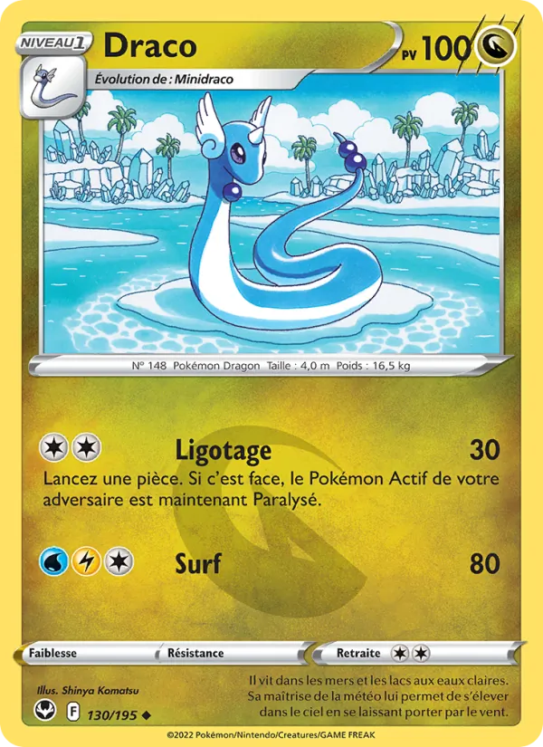 Carte Pokémon Draco 130/195 de l'extension Tempête Argentée