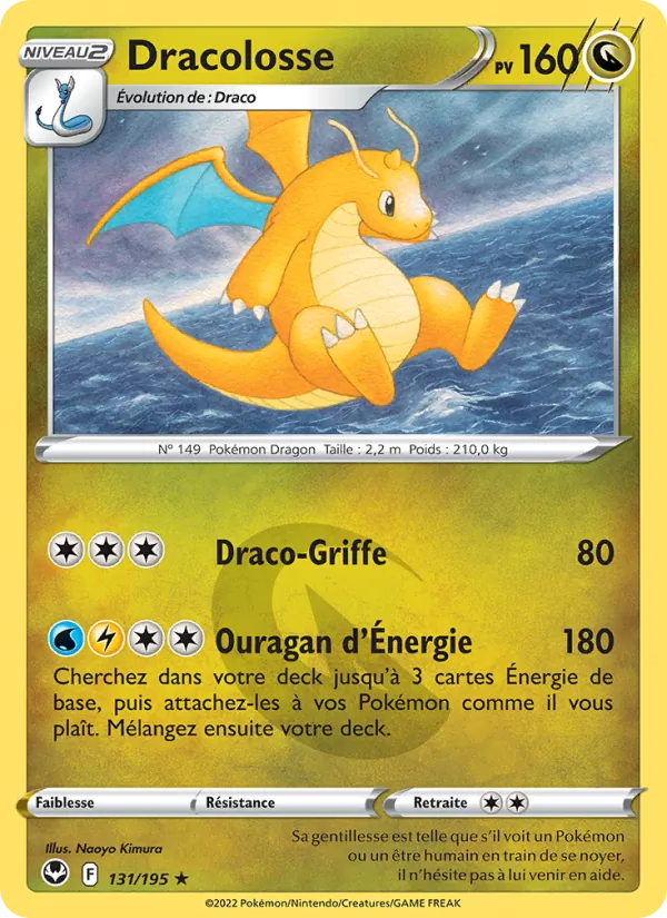 Carte Pokémon Dracolosse 131/195 de l'extension Tempête Argentée