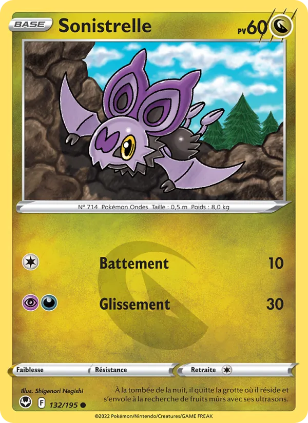Carte Pokémon Sonistrelle 132/195 de l'extension Tempête Argentée