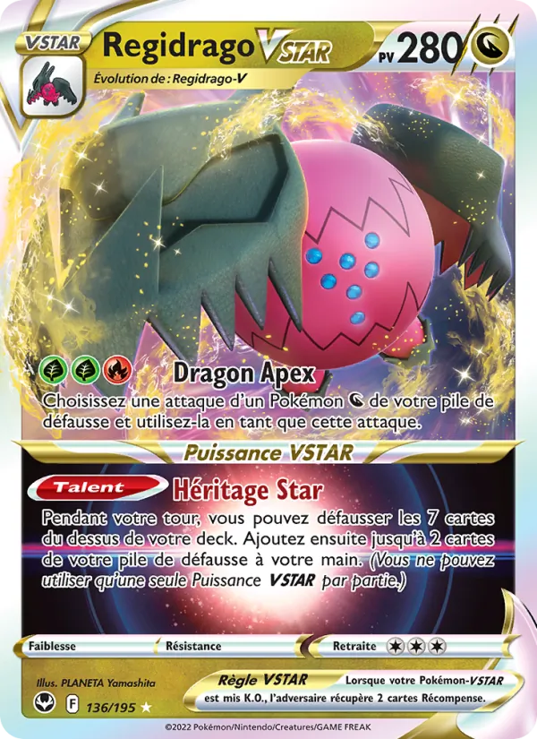 Carte Pokémon Regidrago VSTAR 136/195 de l'extension Tempête Argentée