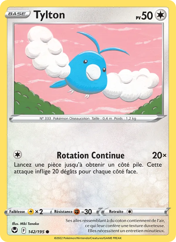 Carte Pokémon Tylton 142/195 de l'extension Tempête Argentée