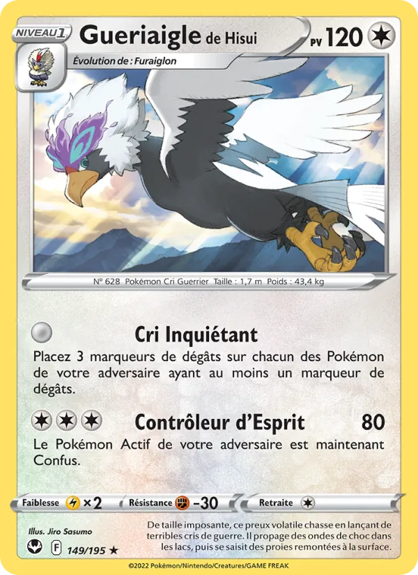 Carte Pokémon Gueriaigle de Hisui 149/195 de l'extension Tempête Argentée