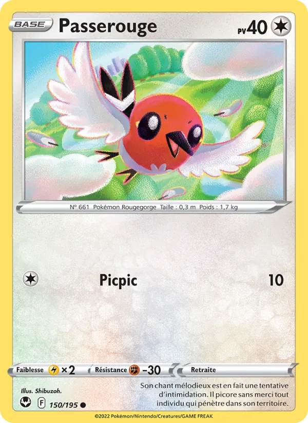 Carte Pokémon Passerouge 150/195 de l'extension Tempête Argentée