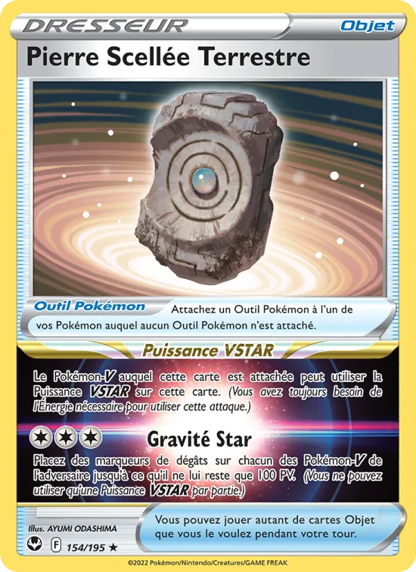 Carte Pokémon Pierre Scellée Terrestre 154/195 de l'extension Tempête Argentée