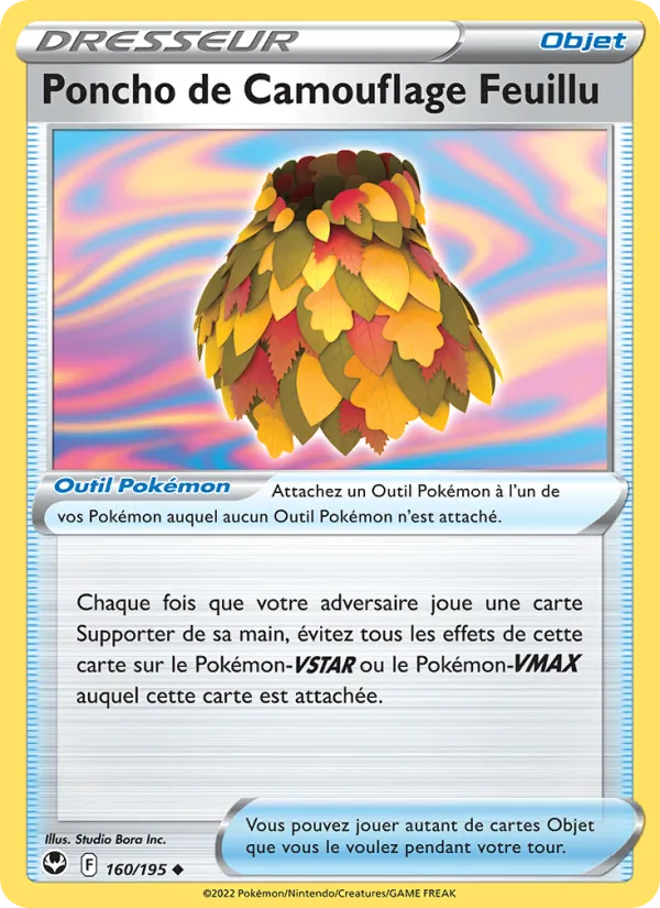 Carte Pokémon Poncho de Camouflage Feuillu 160/195 de l'extension Tempête Argentée