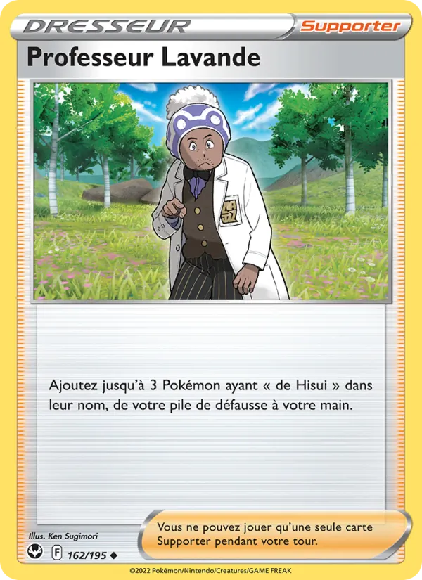 Carte Pokémon Professeur Lavande 162/195 de l'extension Tempête Argentée