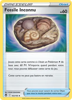 Carte Pokémon Fossile Inconnu 165