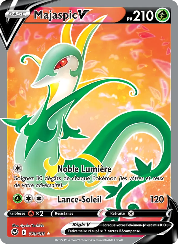 Carte Pokémon Majaspic V 170/195 de l'extension Tempête Argentée
