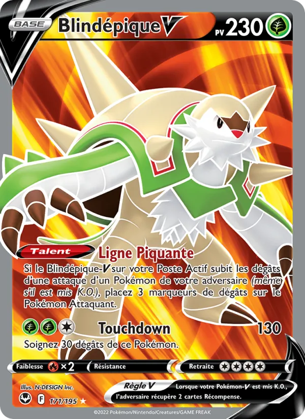 Carte Pokémon Blindépique V 171/195 de l'extension Tempête Argentée