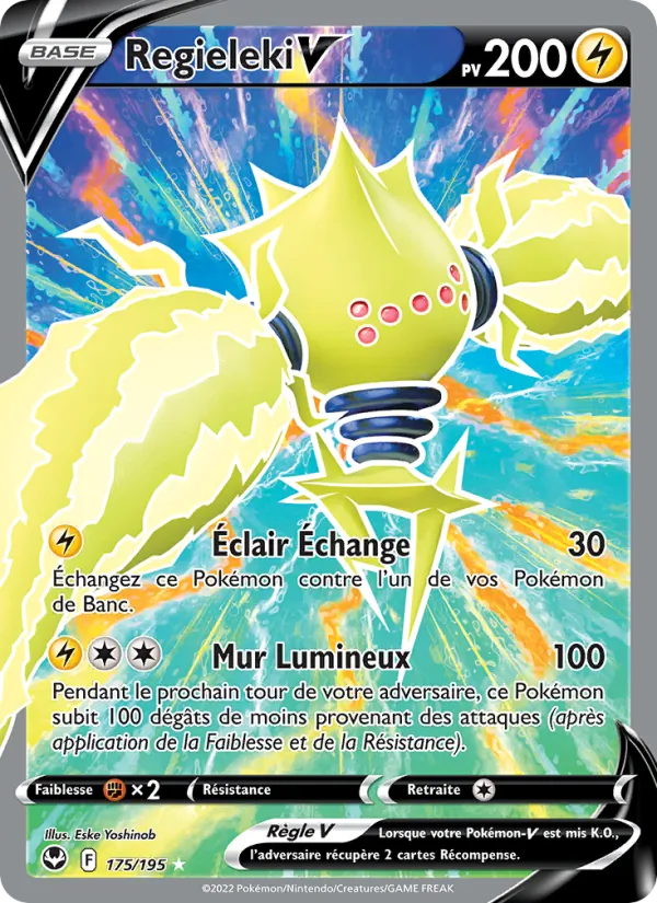 Carte Pokémon Regieleki V 175/195 de l'extension Tempête Argentée