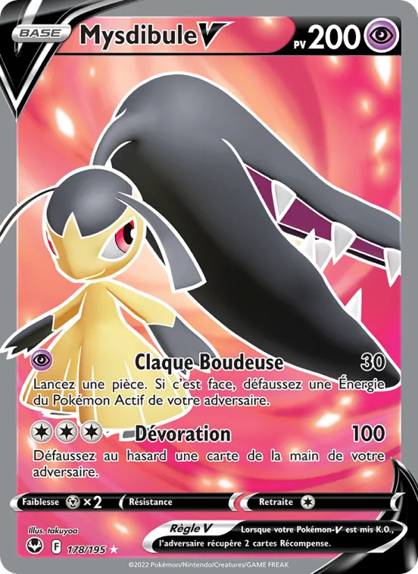 Carte Pokémon Mysdibule V 178/195 de l'extension Tempête Argentée