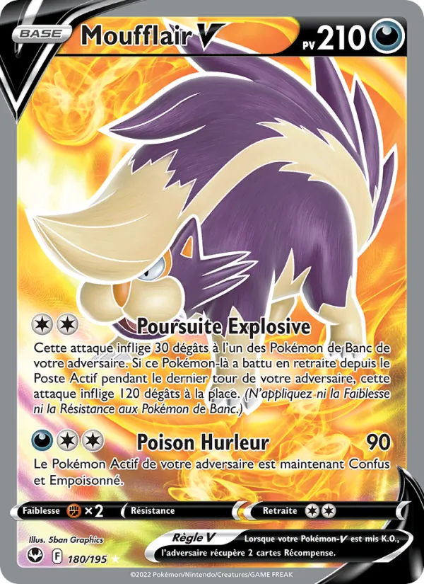 Carte Pokémon Moufflair V 180/195 de l'extension Tempête Argentée
