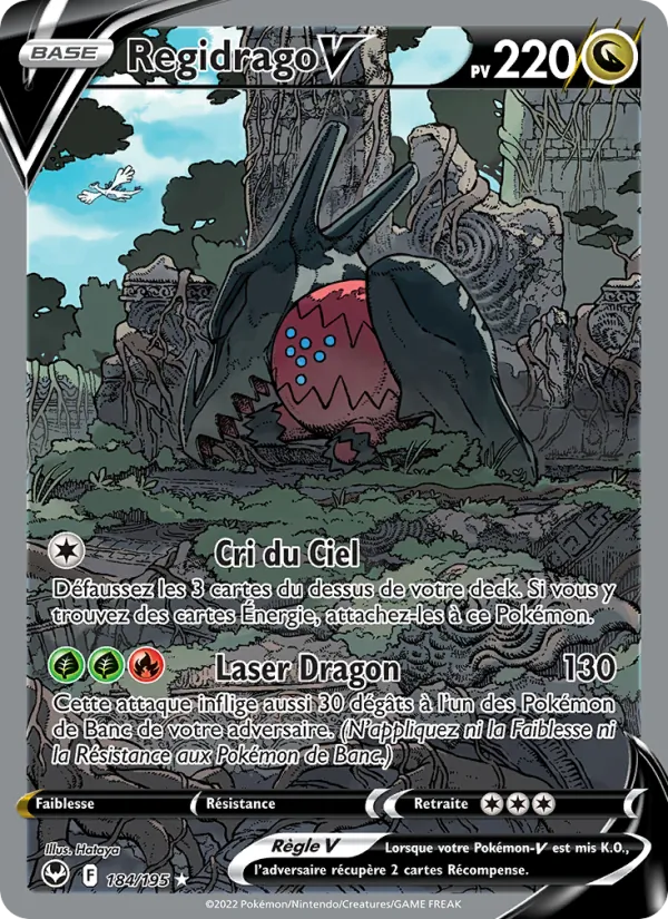 Carte Pokémon Regidrago V 184/195 de l'extension Tempête Argentée