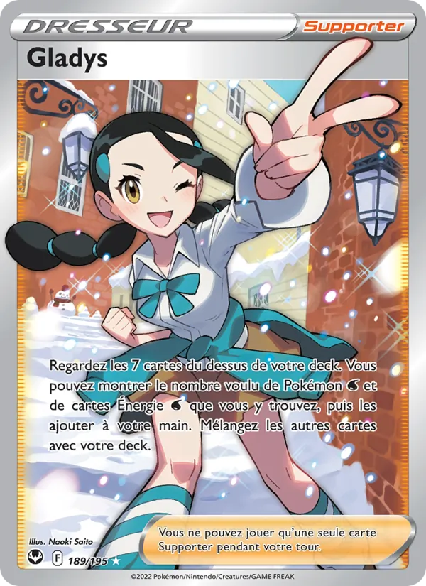 Carte Pokémon Gladys 189/195 de l'extension Tempête Argentée