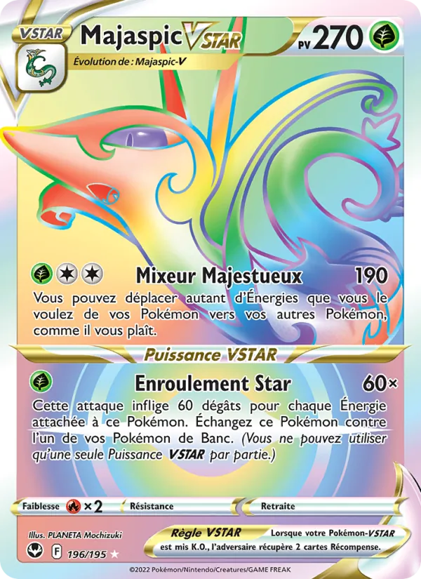 Carte Pokémon Majaspic VSTAR 196/195 de l'extension Tempête Argentée