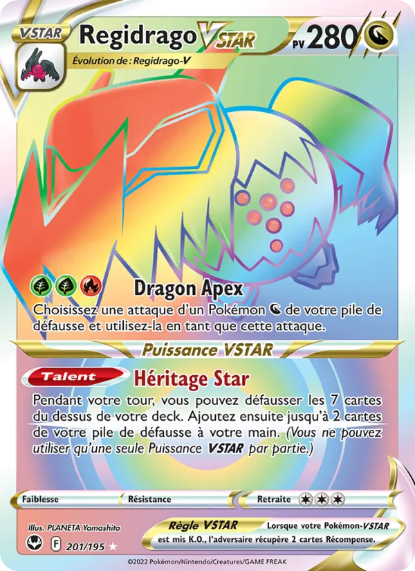Carte Pokémon Regidrago VSTAR 201/195 de l'extension Tempête Argentée
