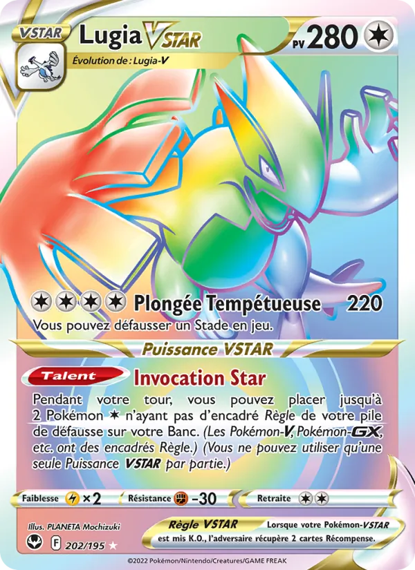Carte Pokémon Lugia VSTAR 202/195 de l'extension Tempête Argentée
