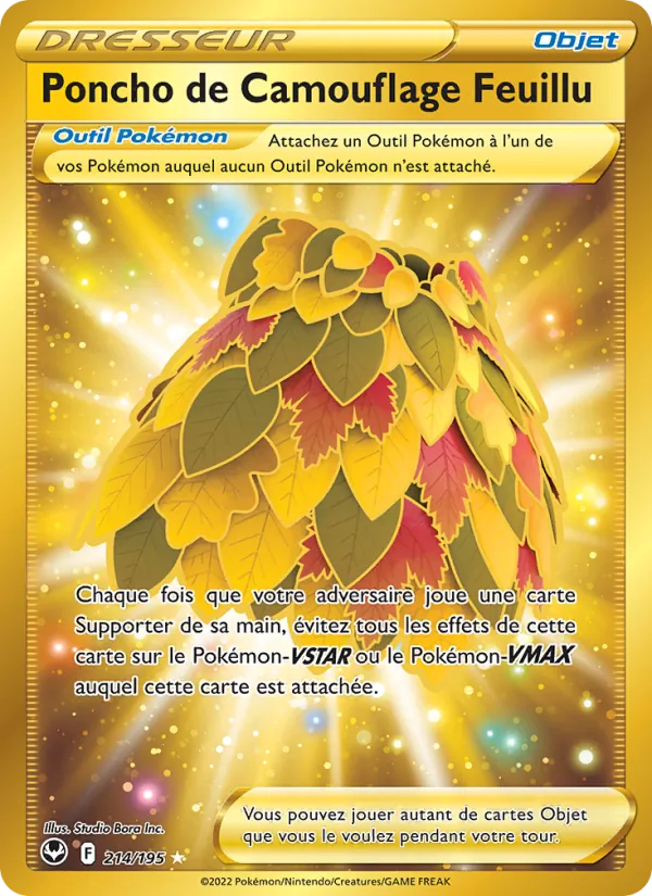 Carte Pokémon Poncho de Camouflage Feuillu 214/195 de l'extension Tempête Argentée