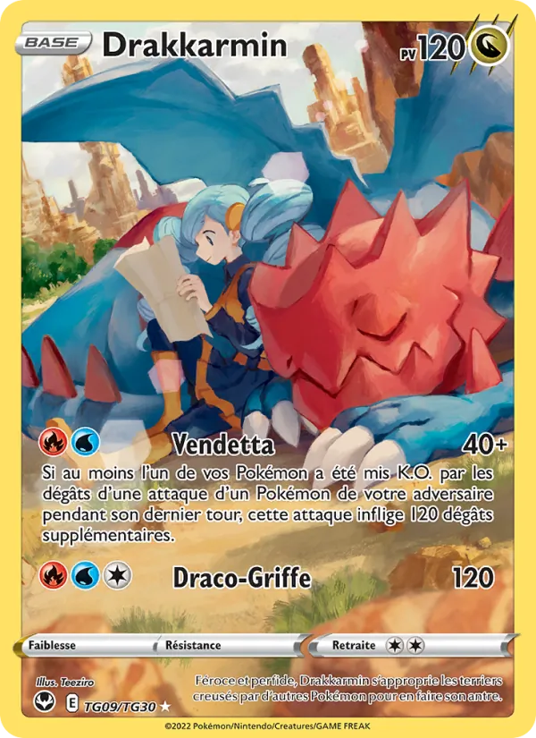 Carte Pokémon Drakkarmin TG09/195 de l'extension Tempête Argentée