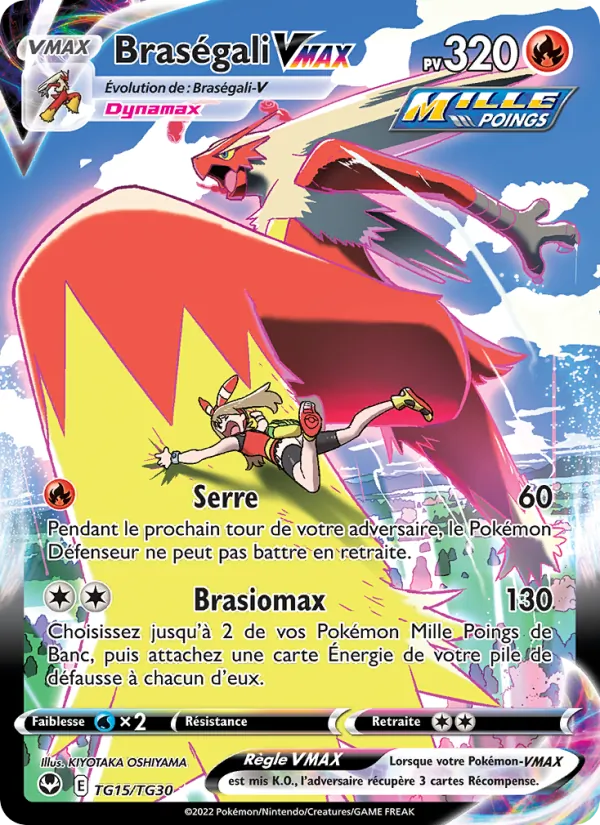 Carte Pokémon Braségali VMAX TG15/195 de l'extension Tempête Argentée
