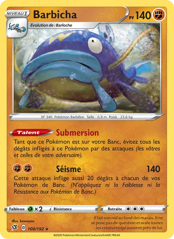 Carte Pokémon Barbicha 100/192 de l'extension Clash des Rebelles