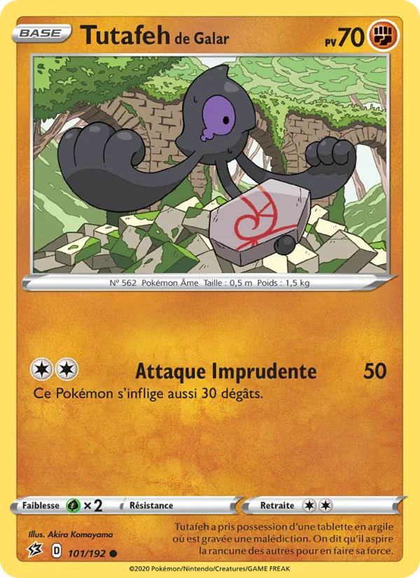 Carte Pokémon Tutafeh de Galar 101/192 de l'extension Clash des Rebelles