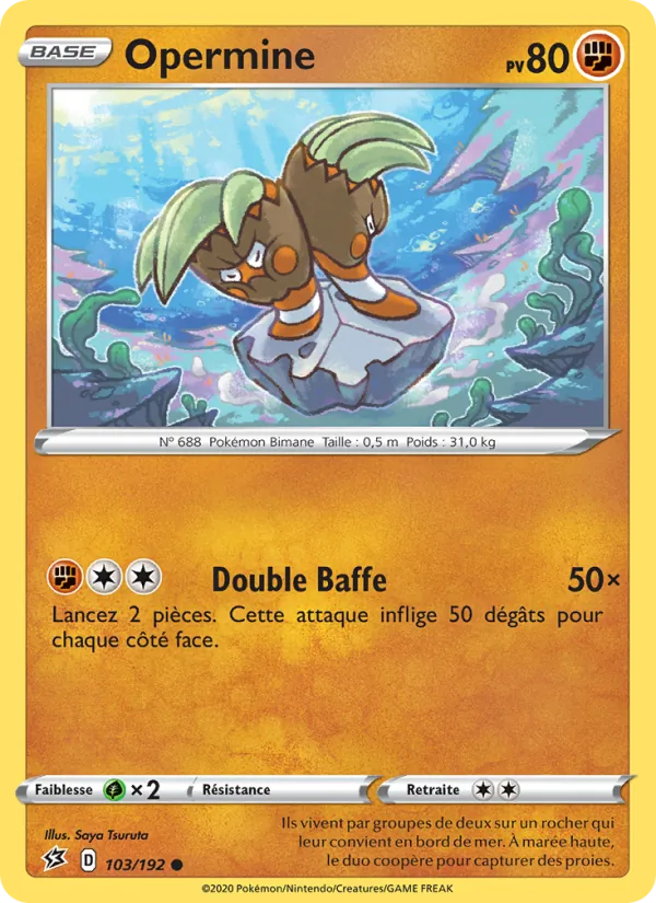 Carte Pokémon Opermine 103/192 de l'extension Clash des Rebelles