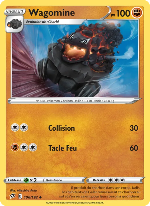Carte Pokémon Wagomine 106/192 de l'extension Clash des Rebelles