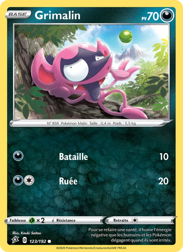 Carte Pokémon Grimalin 123/192 de l'extension Clash des Rebelles