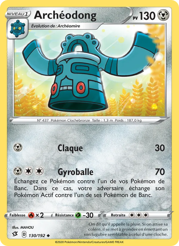 Carte Pokémon Archéodong 130/192 de l'extension Clash des Rebelles