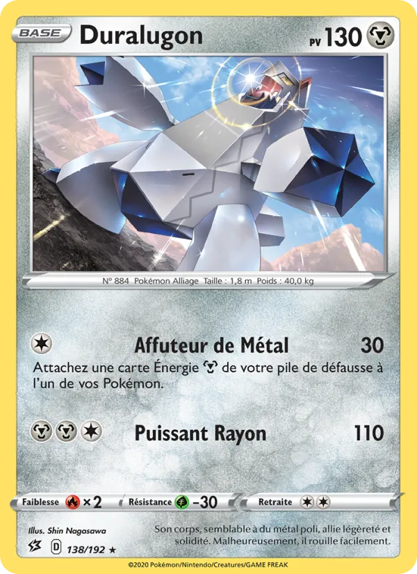 Carte Pokémon Duralugon 138/192 de l'extension Clash des Rebelles