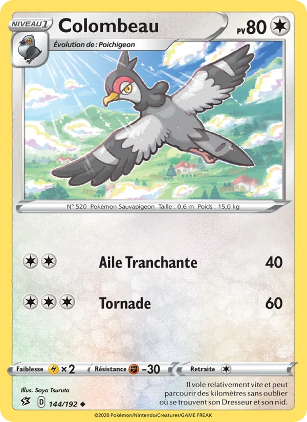Carte Pokémon Colombeau 144/192 de l'extension Clash des Rebelles