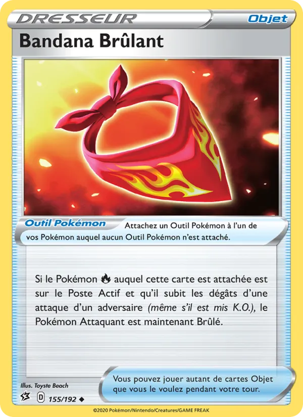 Carte Pokémon Bandana Brûlant 155/192 de l'extension Clash des Rebelles