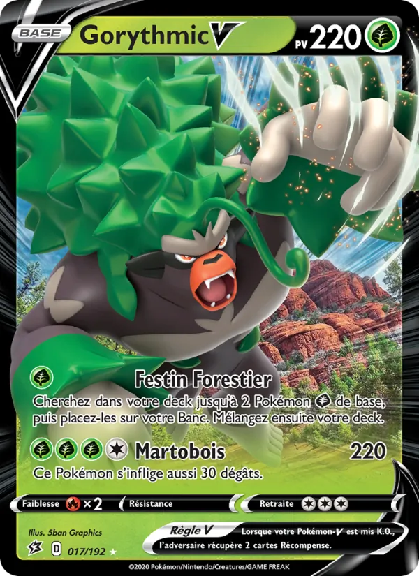 Carte Pokémon Gorythmic V 17/192 de l'extension Clash des Rebelles