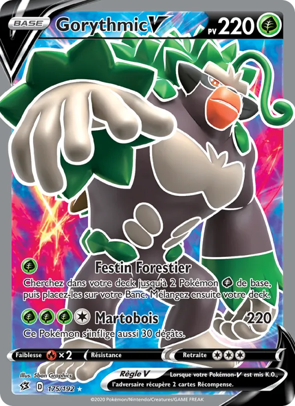 Carte Pokémon Gorythmic V 175/192 de l'extension Clash des Rebelles