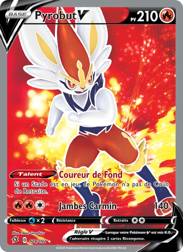 Carte Pokémon Pyrobut V 178/192 de l'extension Clash des Rebelles