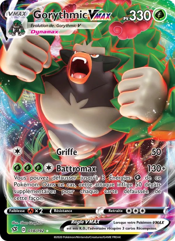 Carte Pokémon Gorythmic VMAX 18/192 de l'extension Clash des Rebelles