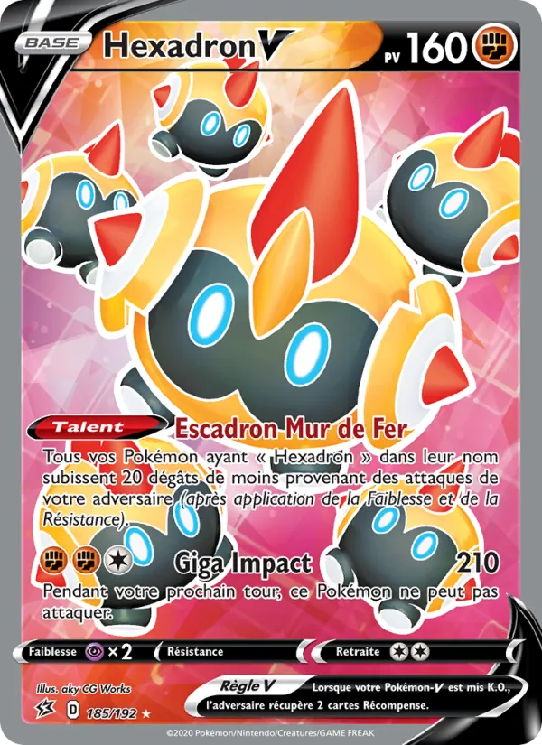 Carte Pokémon Hexadron V 185/192 de l'extension Clash des Rebelles