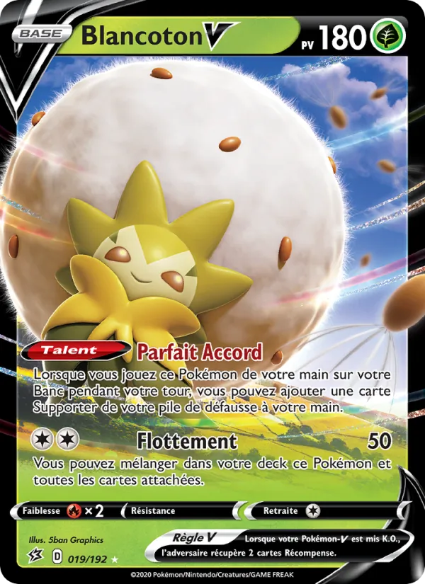 Carte Pokémon Blancoton V 19/192 de l'extension Clash des Rebelles
