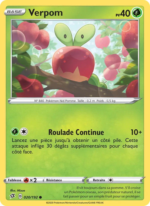 Carte Pokémon Verpom 20/192 de l'extension Clash des Rebelles